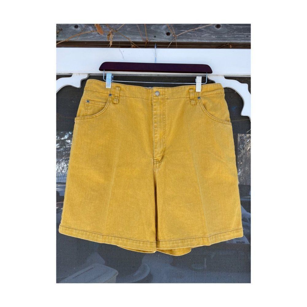 Vintage 90s North Country Denim Shorts Saffron Yellow Sz L Men's